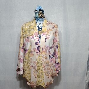 Umgee Floral Blouse - Yellow and Purple